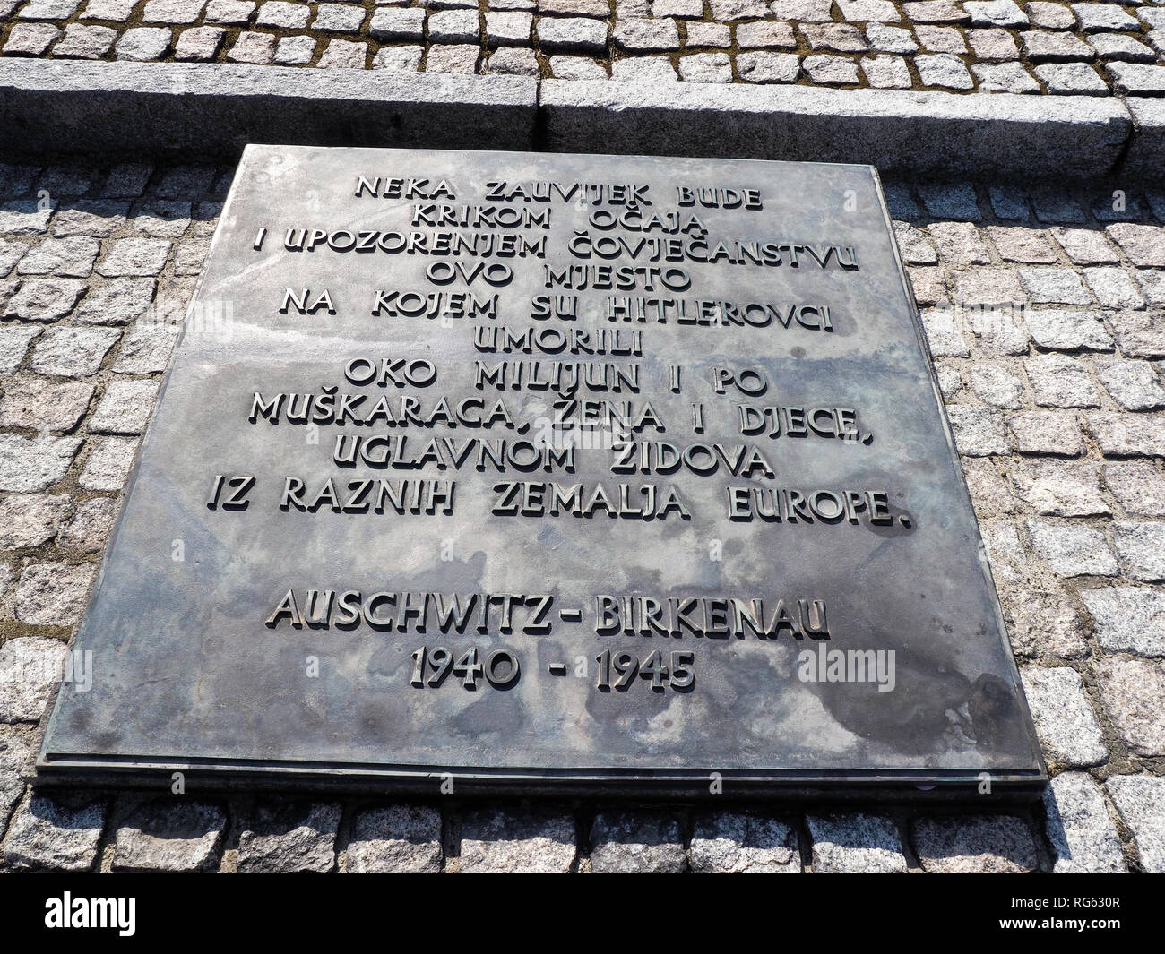 Auschwitz-Birkenau, Poland - July 31, 2017: Tables of condolences from ...
