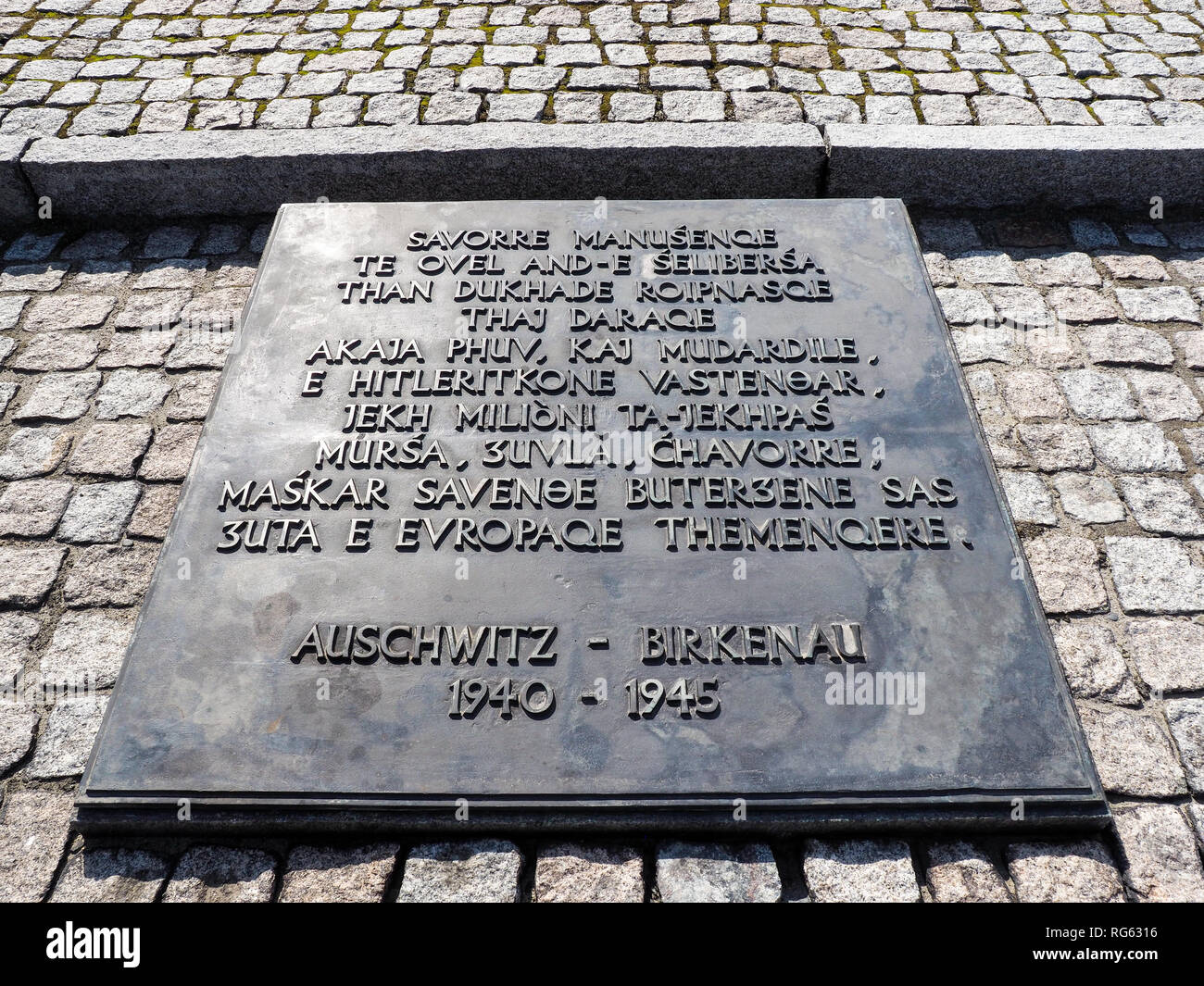 Auschwitz-Birkenau, Poland - July 31, 2017: Tables of condolences from ...