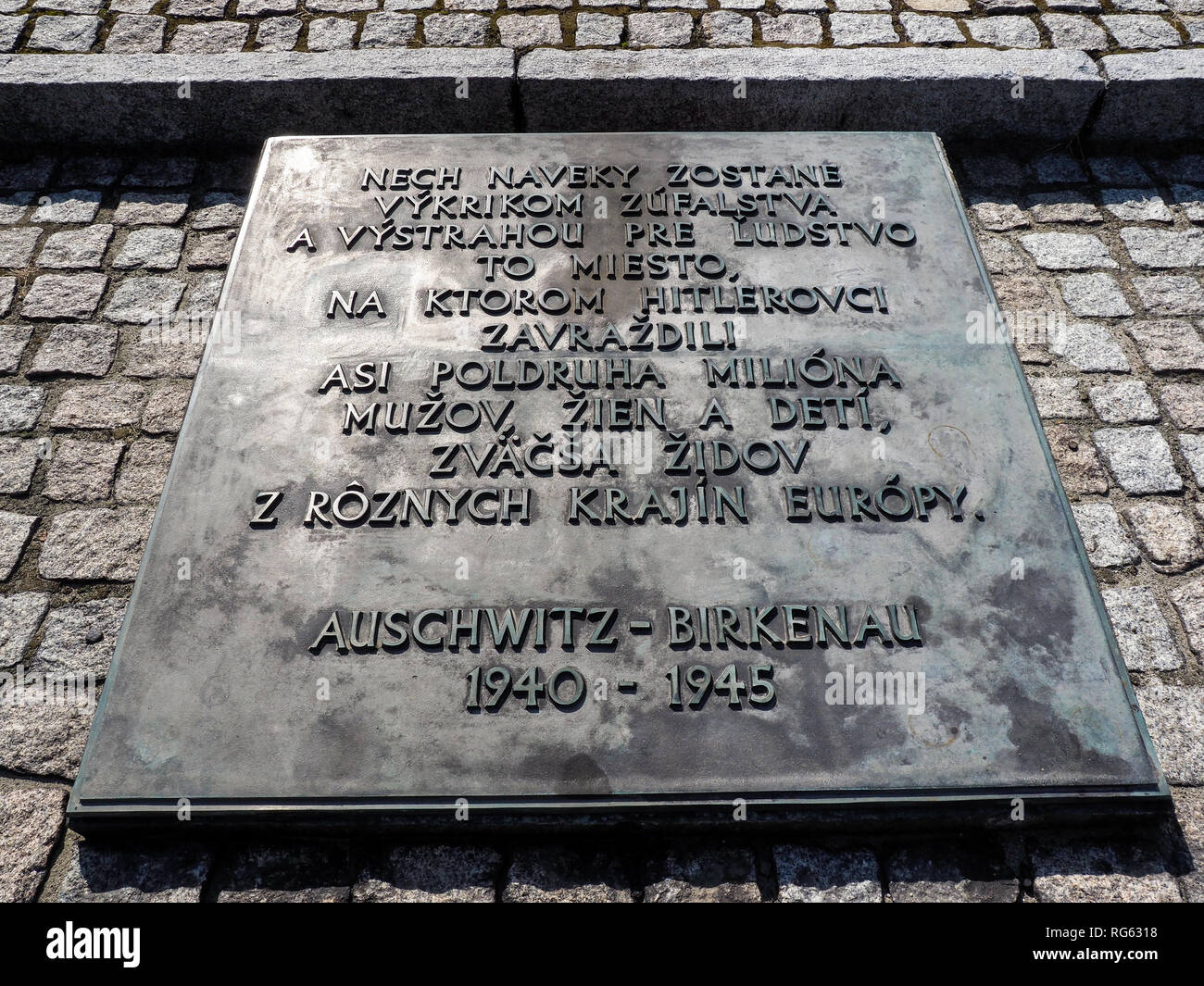 Auschwitz-Birkenau, Poland - July 31, 2017: Tables of condolences from ...