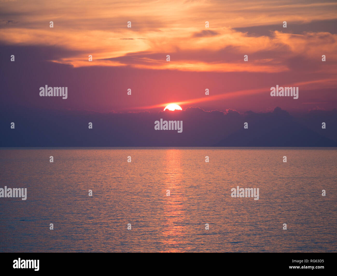 Wonderful sunset on the sea. Italian landscape. Stock Photo