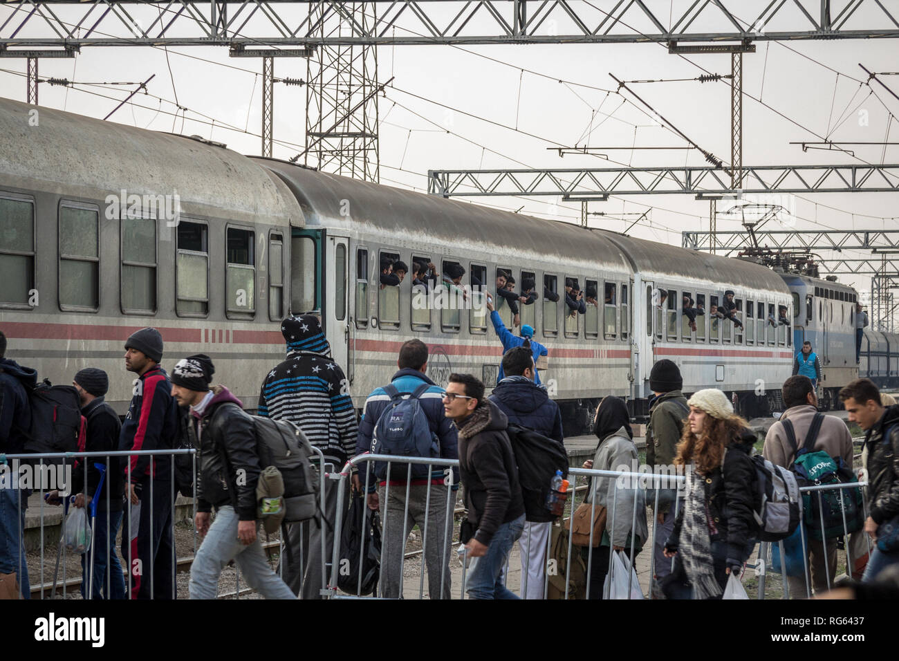 Train on railway crossing border hi-res stock photography and images ...