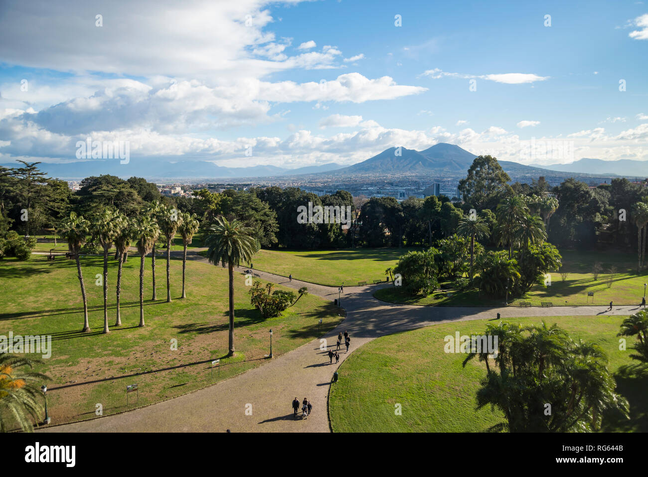 NAPLES - DECEMBER 31: View of Mt.Vesuvius, an active volcano, from Capodimonte museum, on December 31, 2018 in Naples, Italy Stock Photo