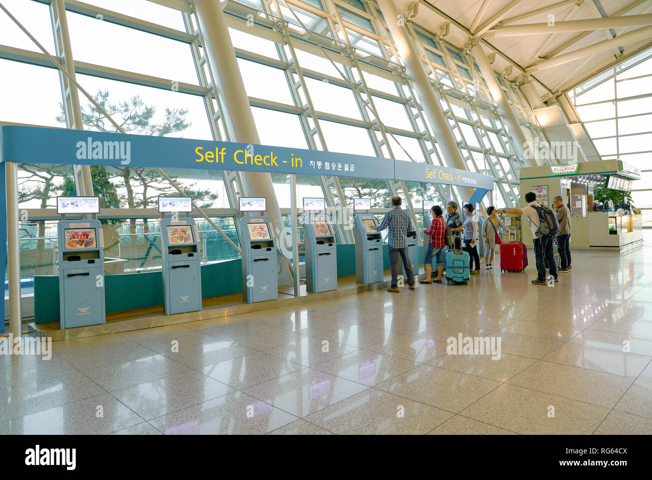 INCHEON, SOUTH KOREA - CIRCA JUNE, 2017: self check-in kiosks at ...