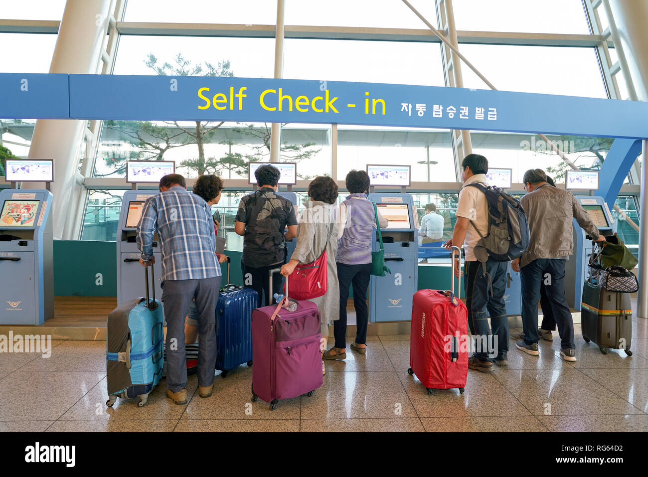 INCHEON, SOUTH KOREA - CIRCA JUNE, 2017: self check-in kiosks at ...