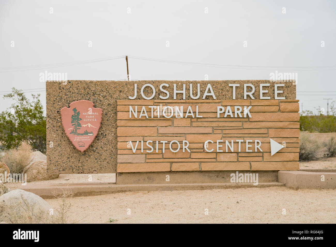 California mar 10 entrance sign of the joshua tree national park