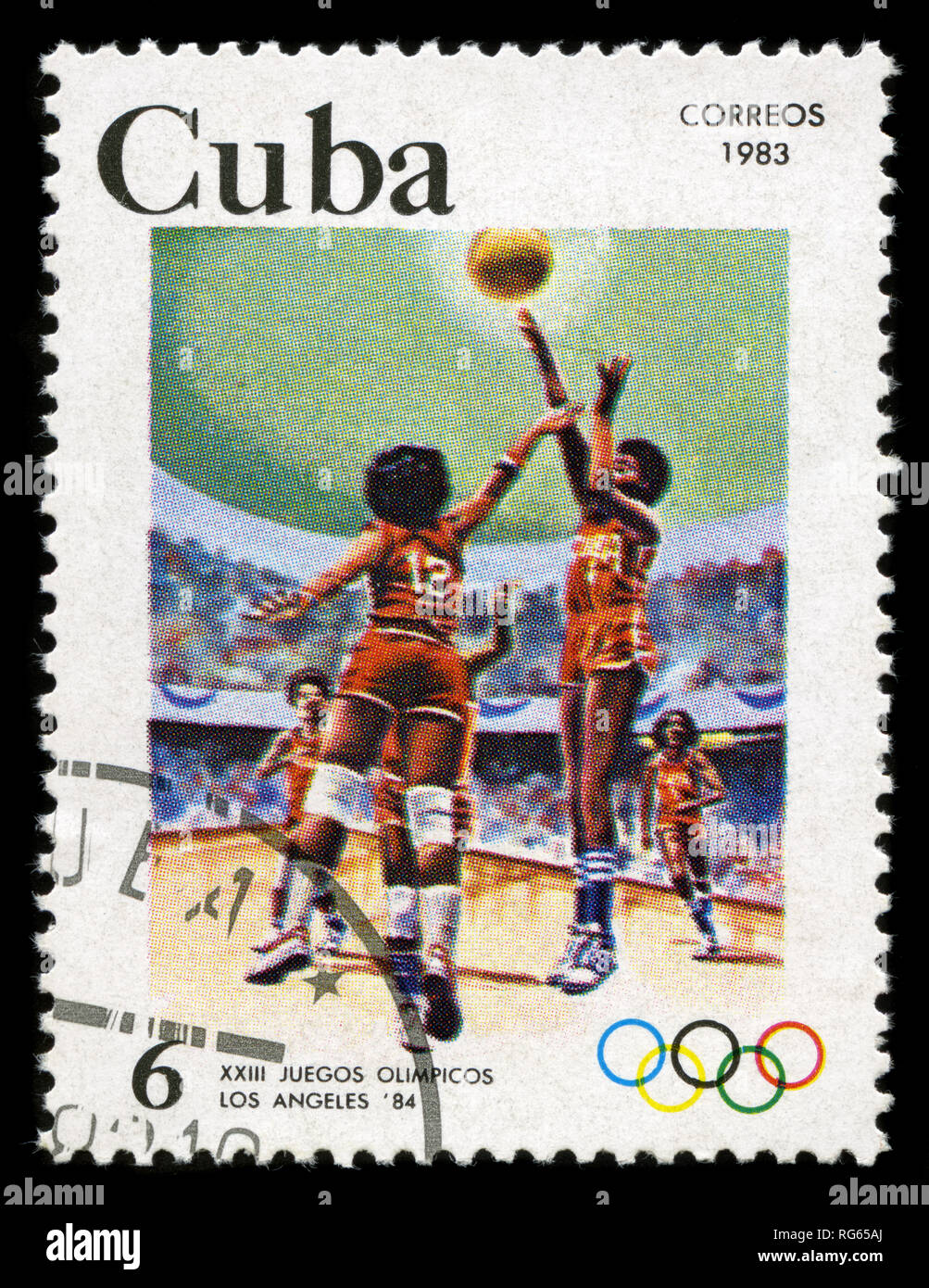 Postage stamp from Cuba in the Summer Olympics 1984, Los Angeles series issued in 1983 Stock Photo