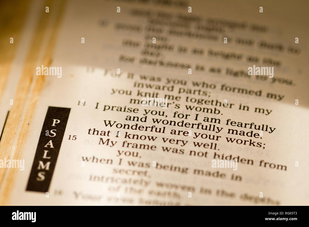 Bible verse to provide comfort Stock Photo