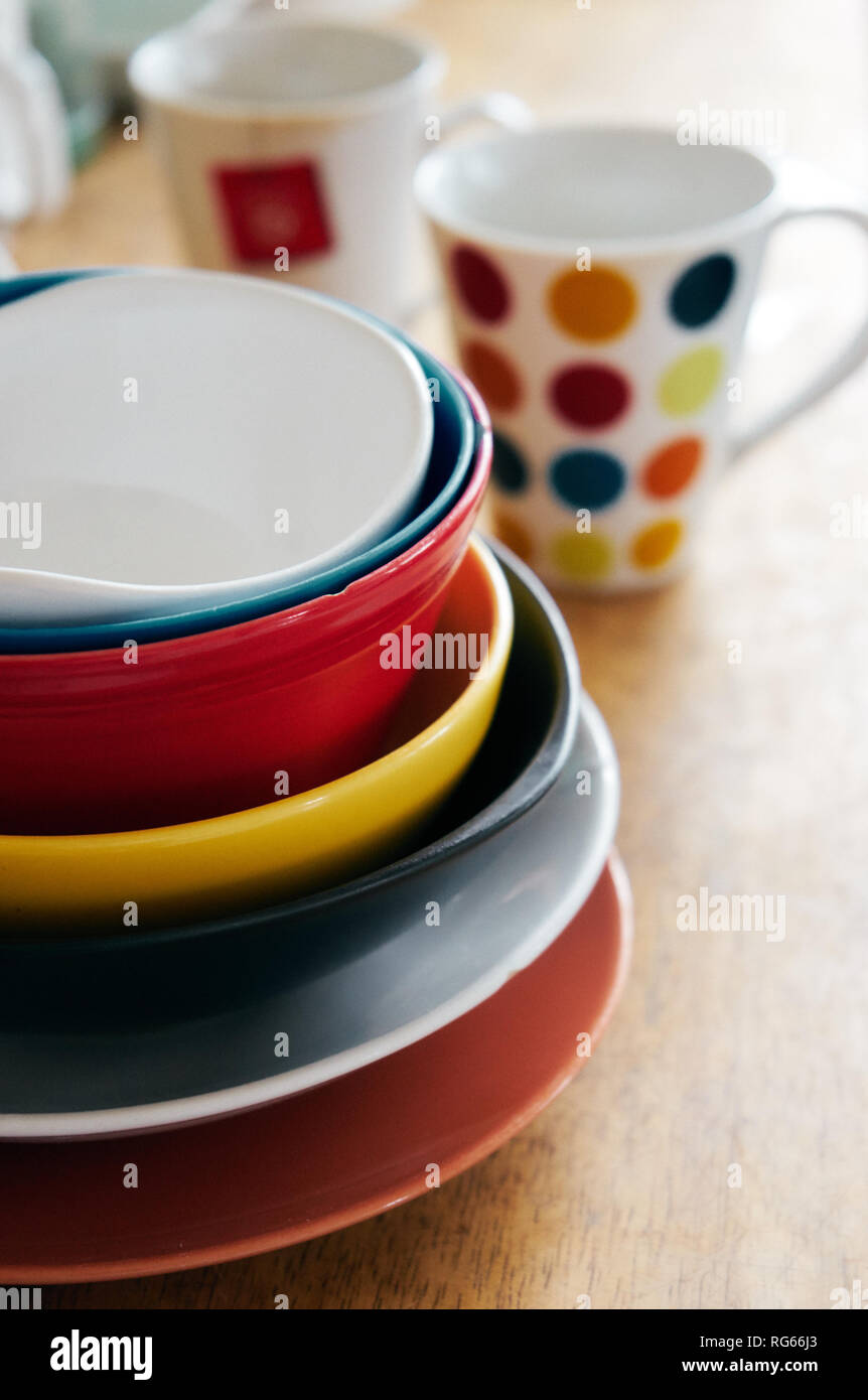 Colorful table wares Stock Photo Alamy