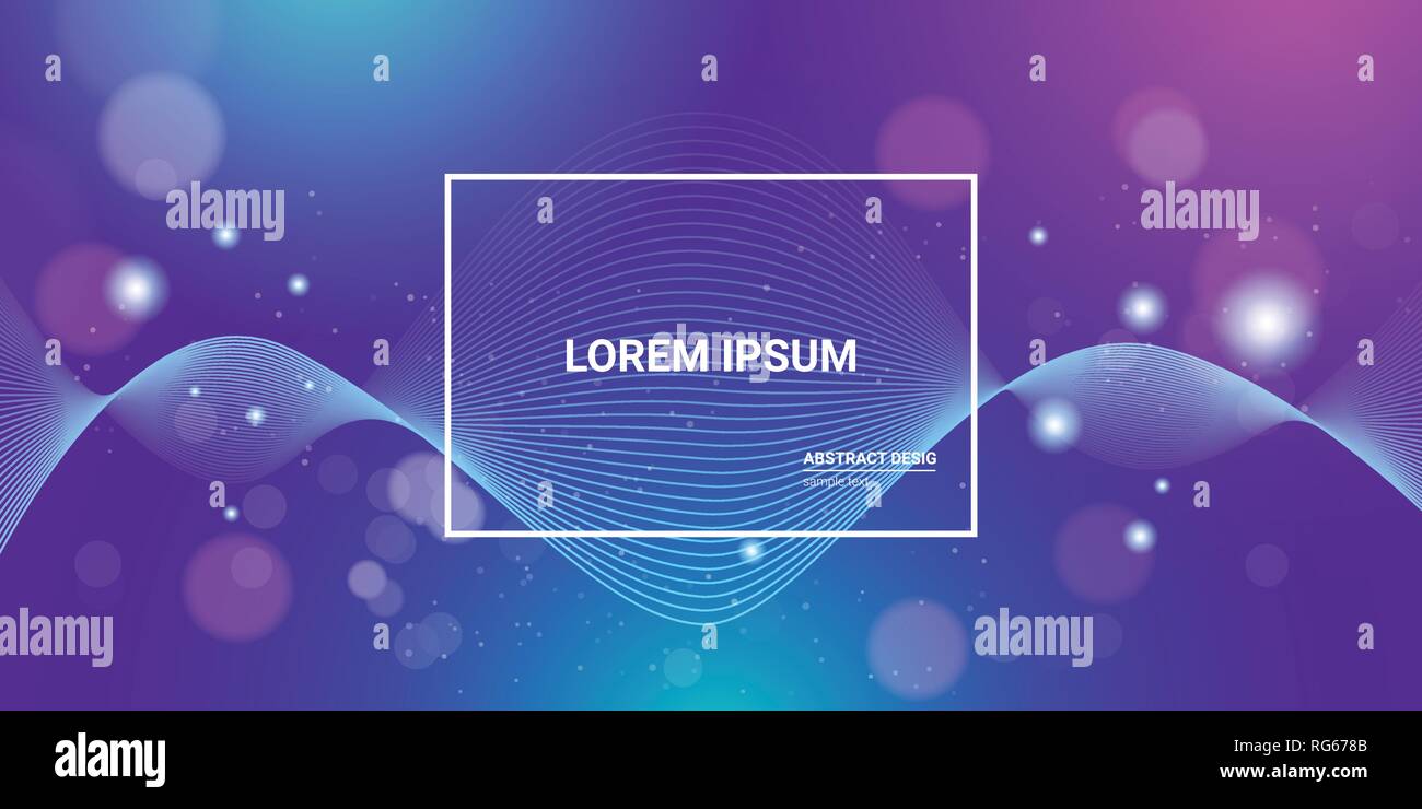 colored abstract technology background wave design curve lines light effect flat horizontal copy space Stock Vector