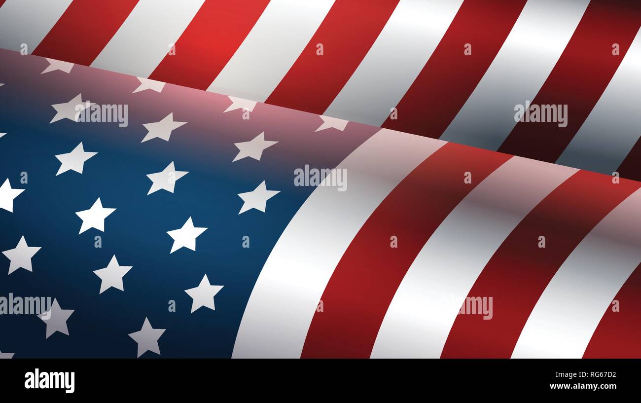 happy presidents day holiday concept waving united states national flag of america flat horizontal Stock Vector