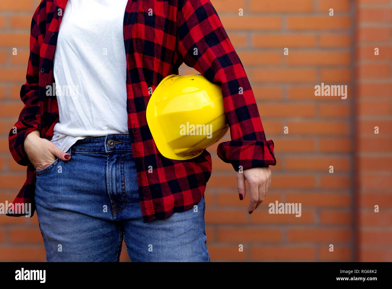 woman construction worker Stock Photo