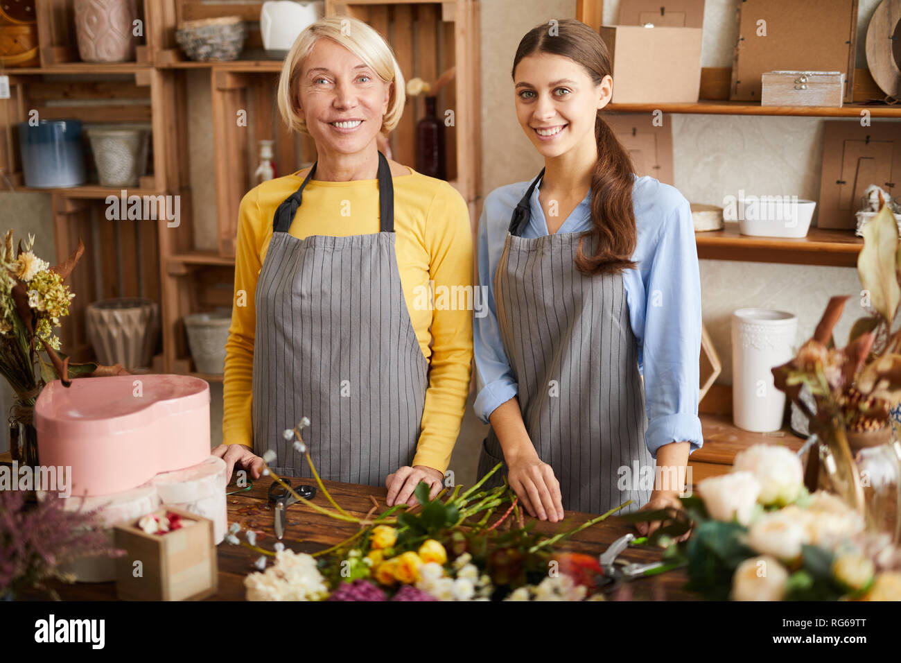 Two Florists in Shop Stock Photo