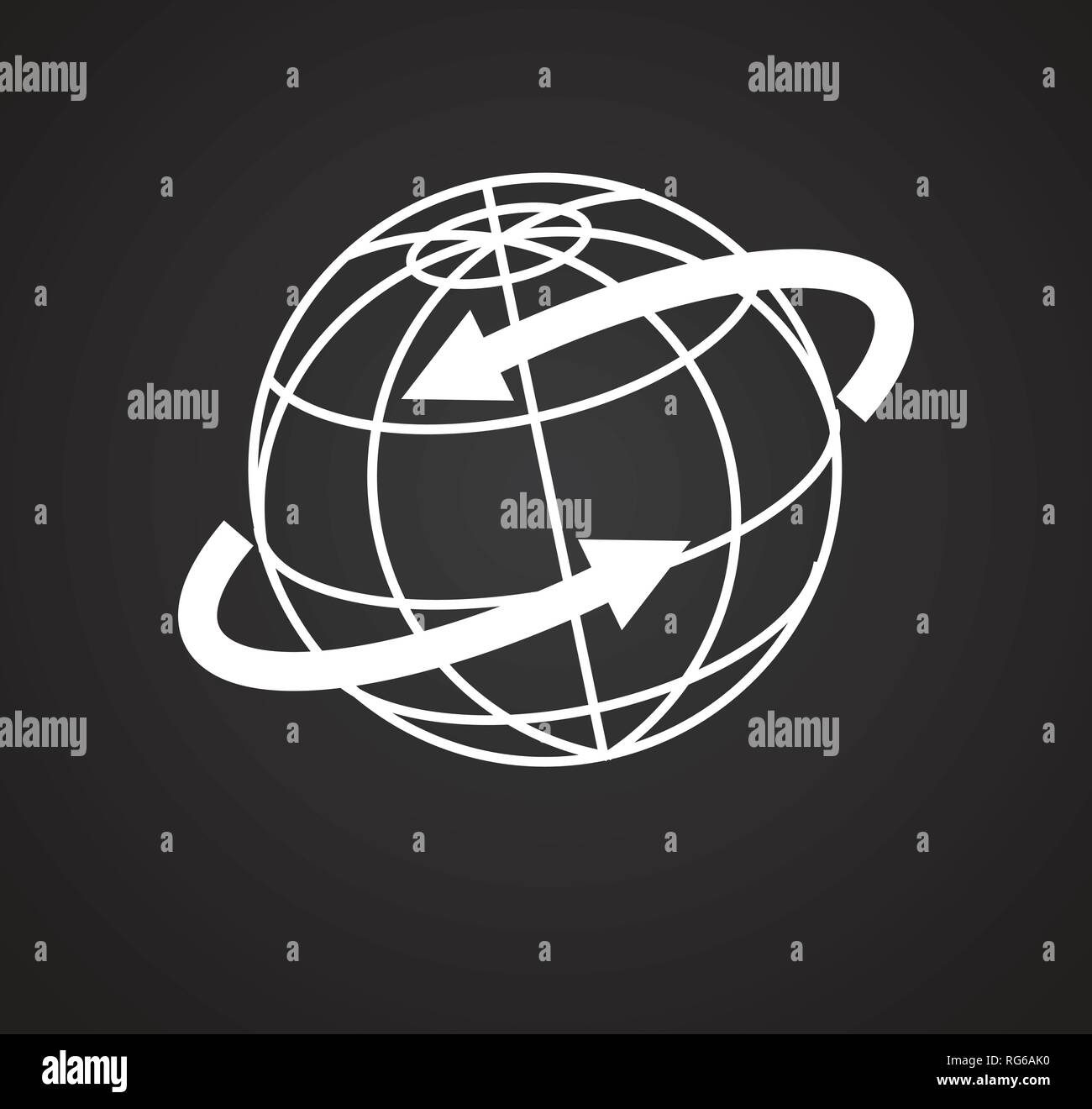 Globe icon on black background for graphic and web design, Modern ...