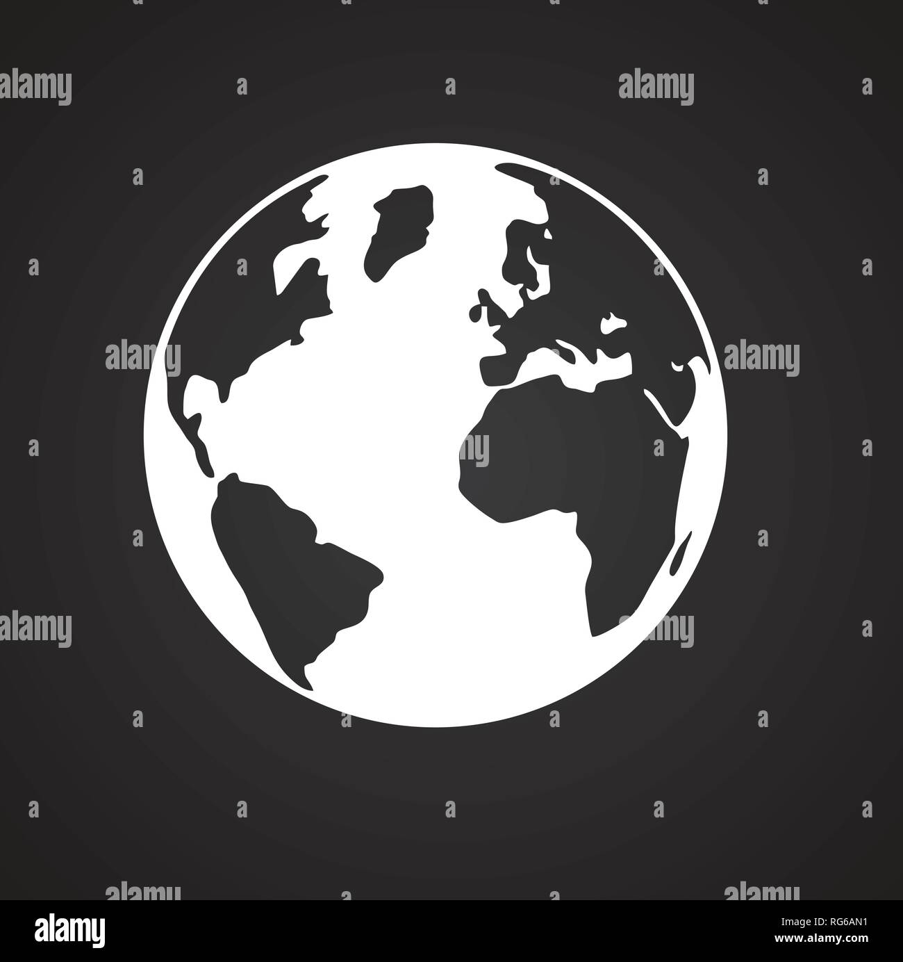 Globe icon on black background for graphic and web design, Modern ...