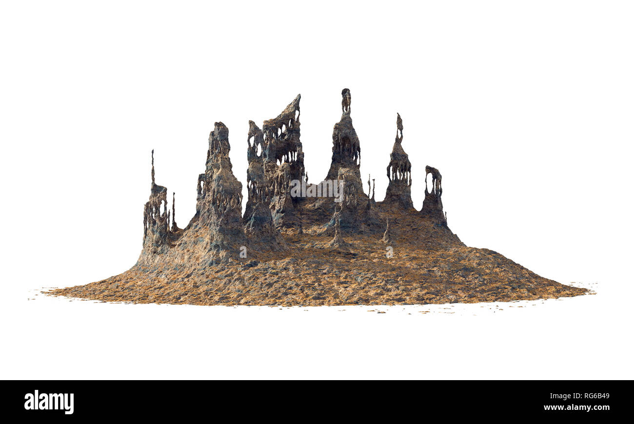 exotic rock formation, desert landscape element with ancient ruins ...
