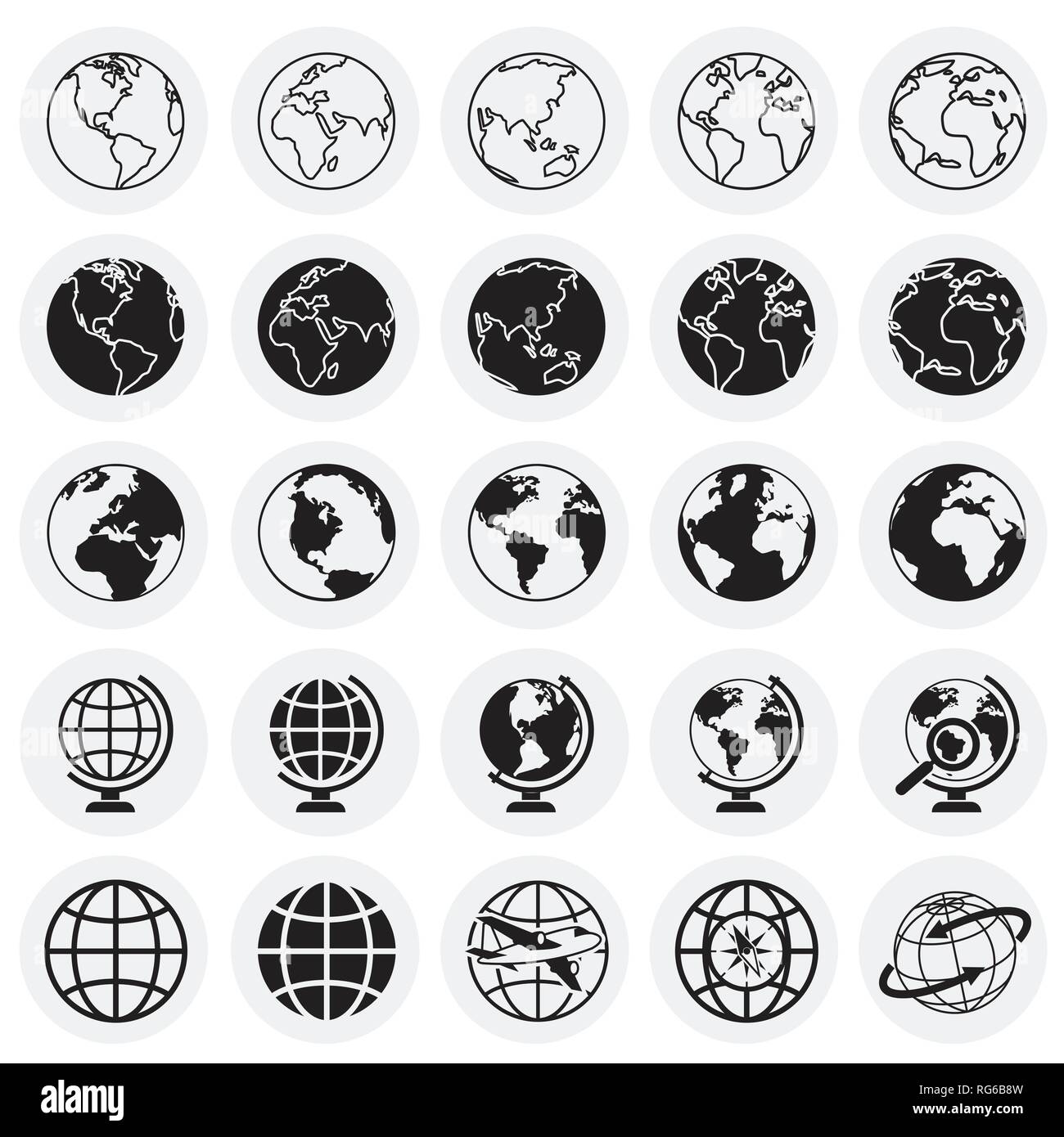 Globe icons on circles background for graphic and web design, Modern ...