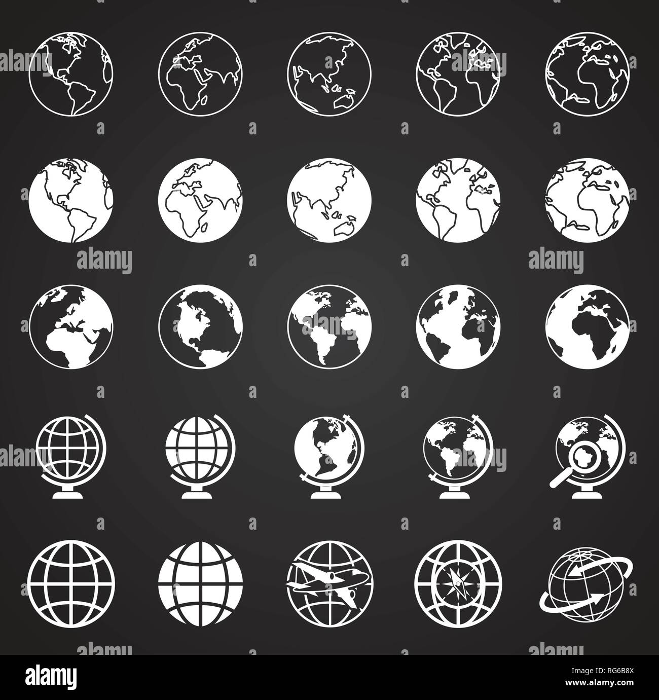 Globe icons on white background for graphic and web design, Modern ...