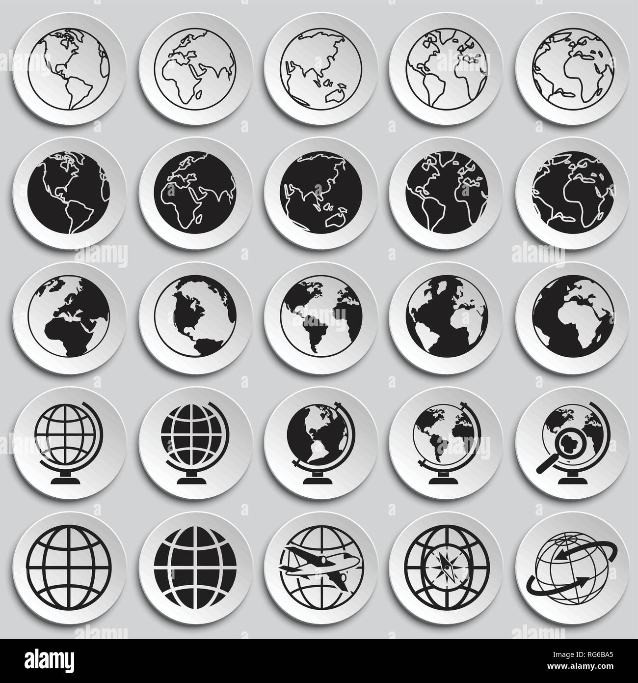 Globe icons on plates background for graphic and web design, Modern ...