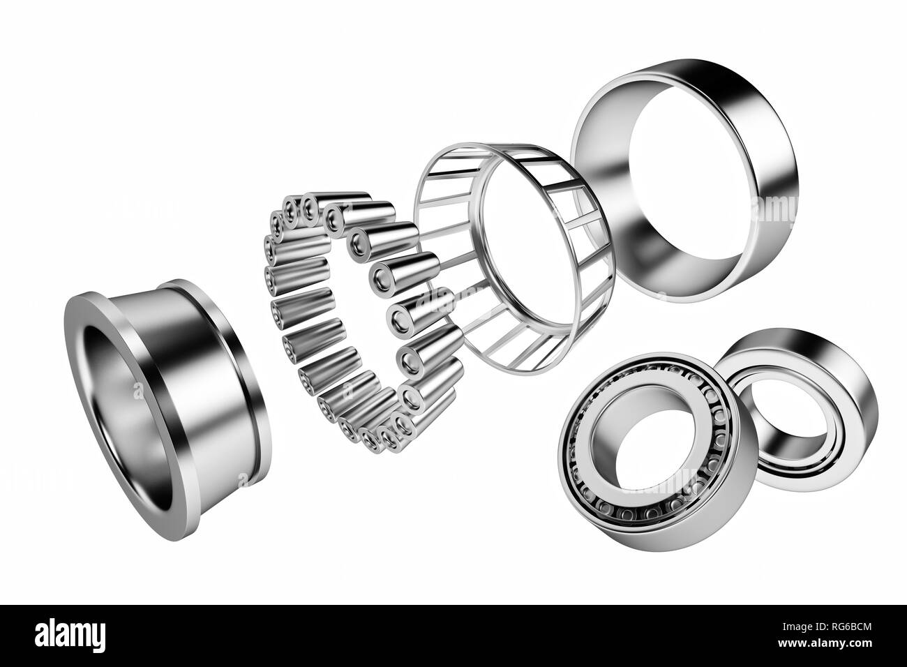 3D rendering. Automotive bearings auto spare parts. Tapered roller