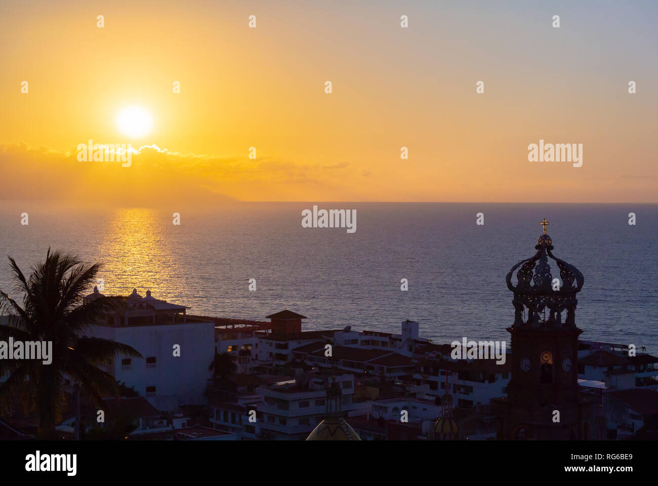 A panoramic view of Sunset Puerto, Vallarta, jalisco, mexico Stock Photo
