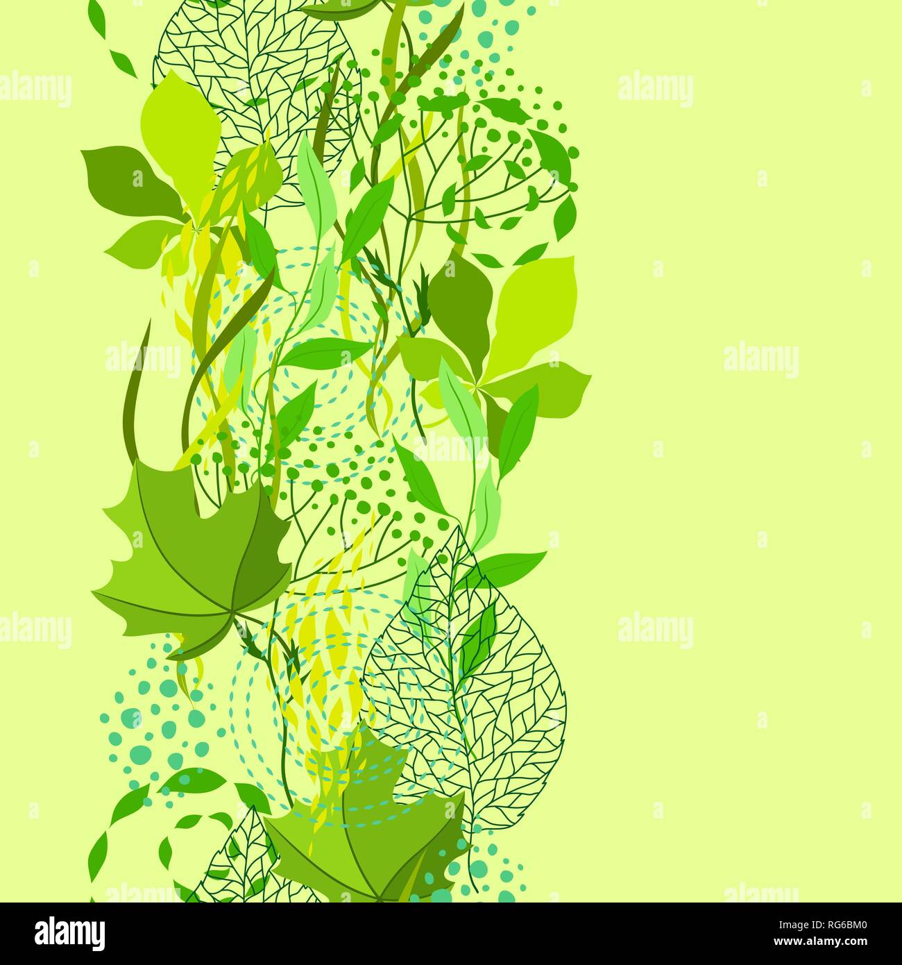 Seamless nature pattern with stylized green leaves Stock Vector Image ...