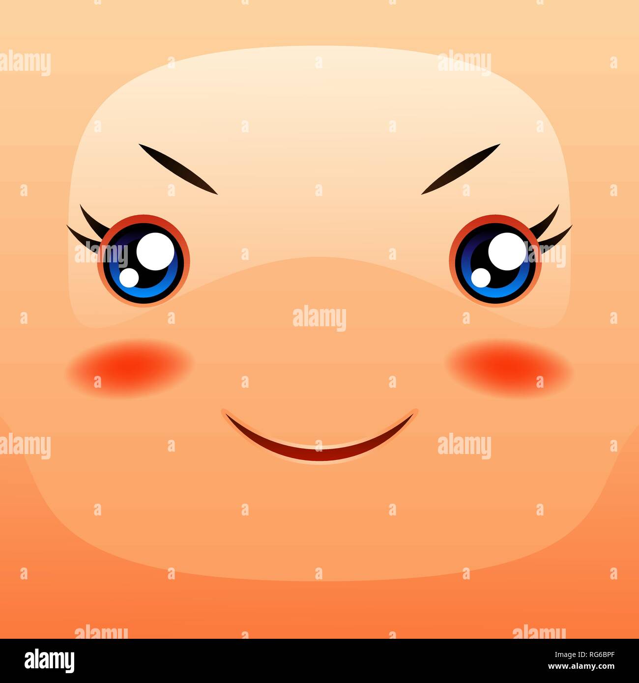 Kawaii cute face. Funny angry muzzle. Stock Vector