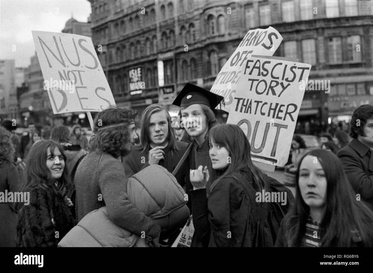 Student protest London 1972 against interference with Student Unions by ...