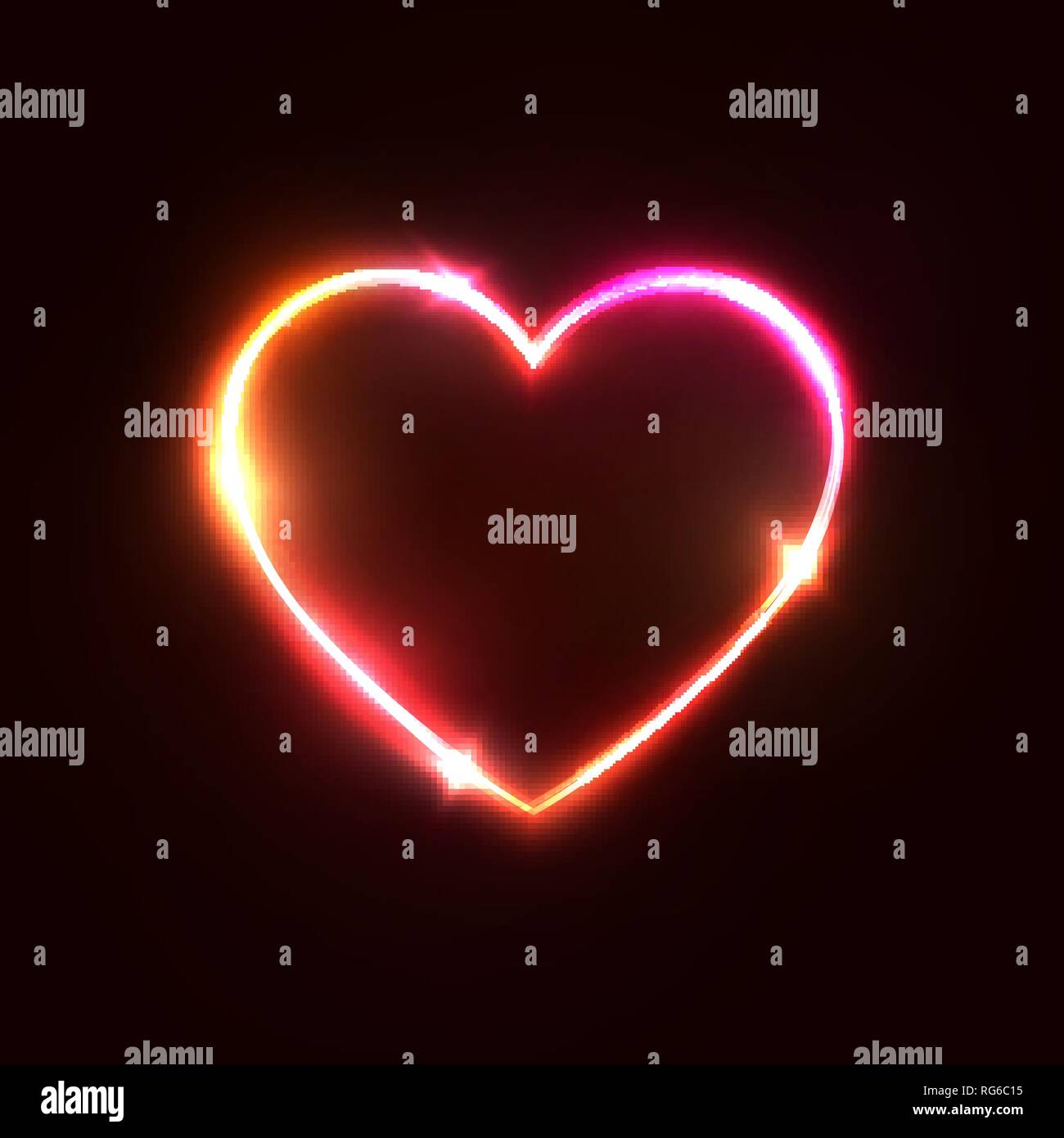 Heart background. Halogen or led light neon sign. Stock Vector