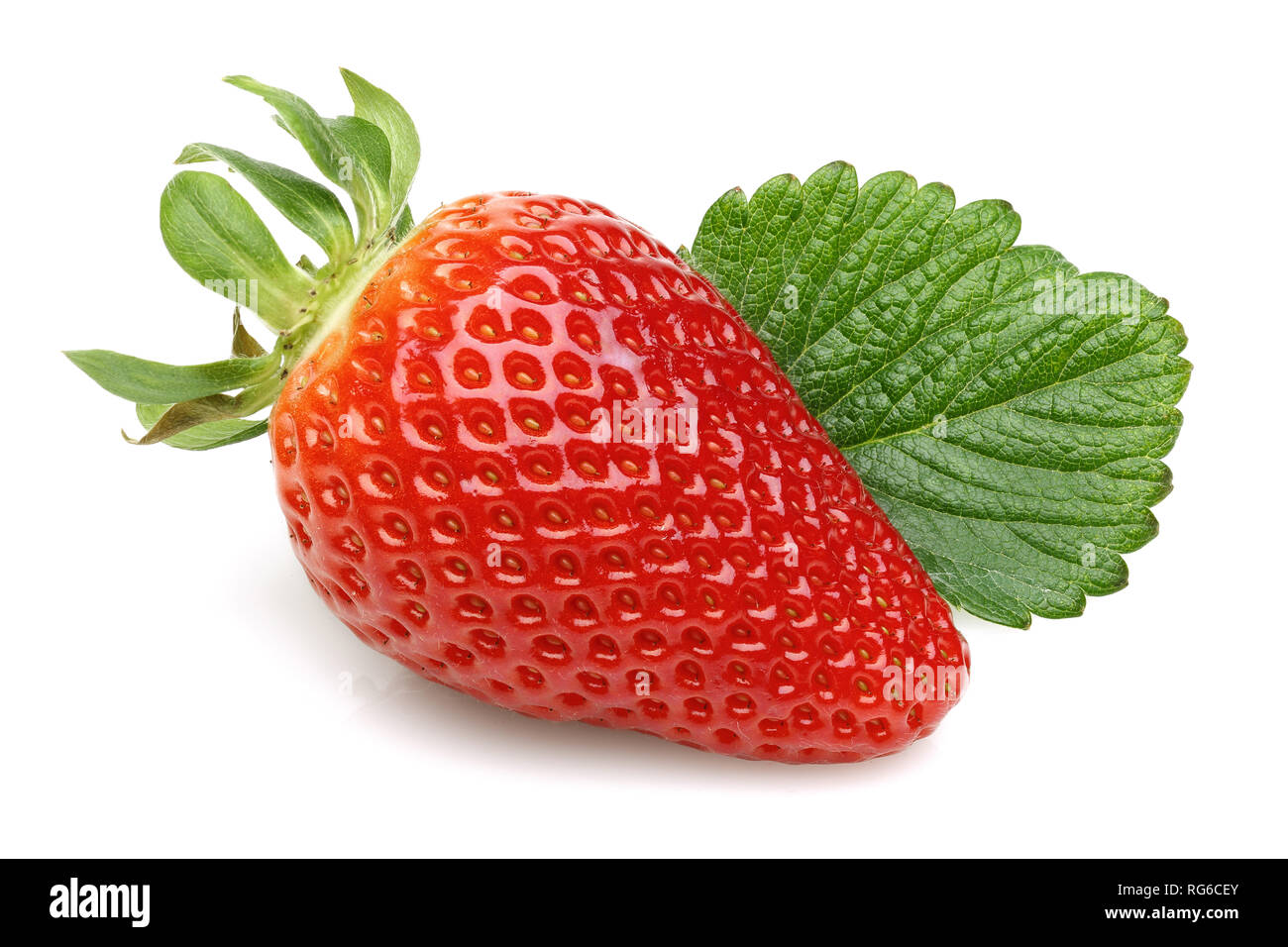 Strawberry and leaf isolated on white background Stock Photo - Alamy