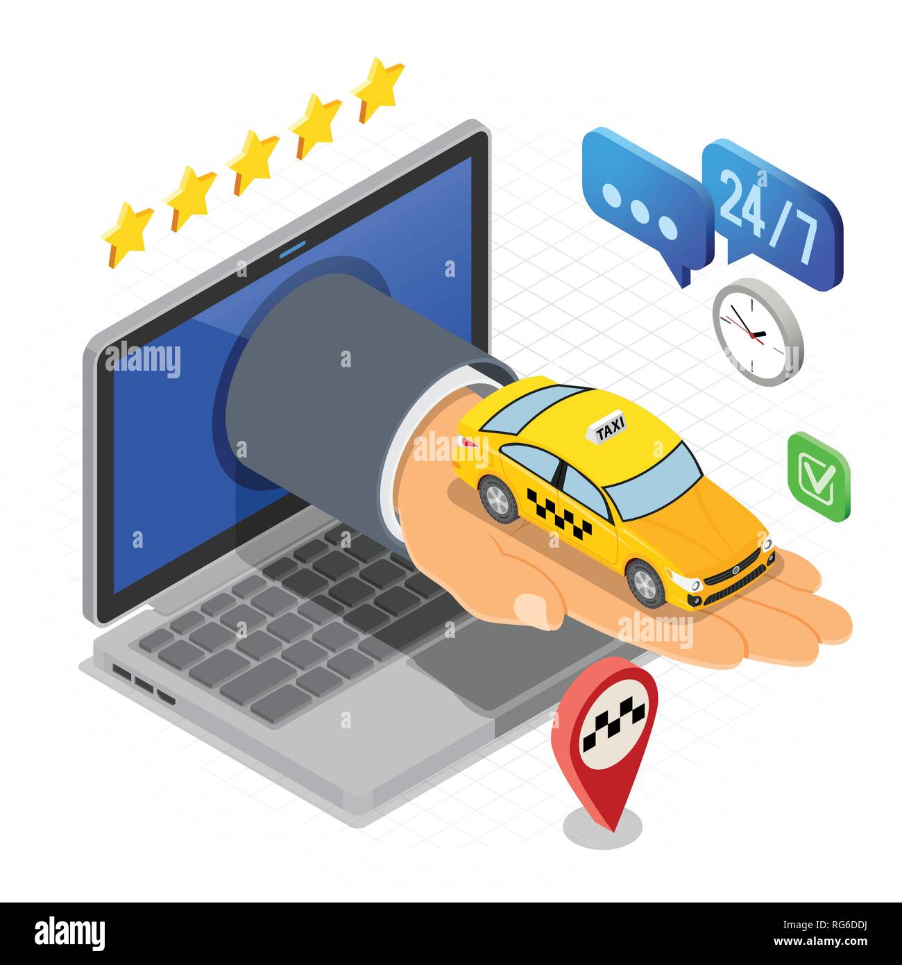 Online Taxi Isometric Concept Stock Vector