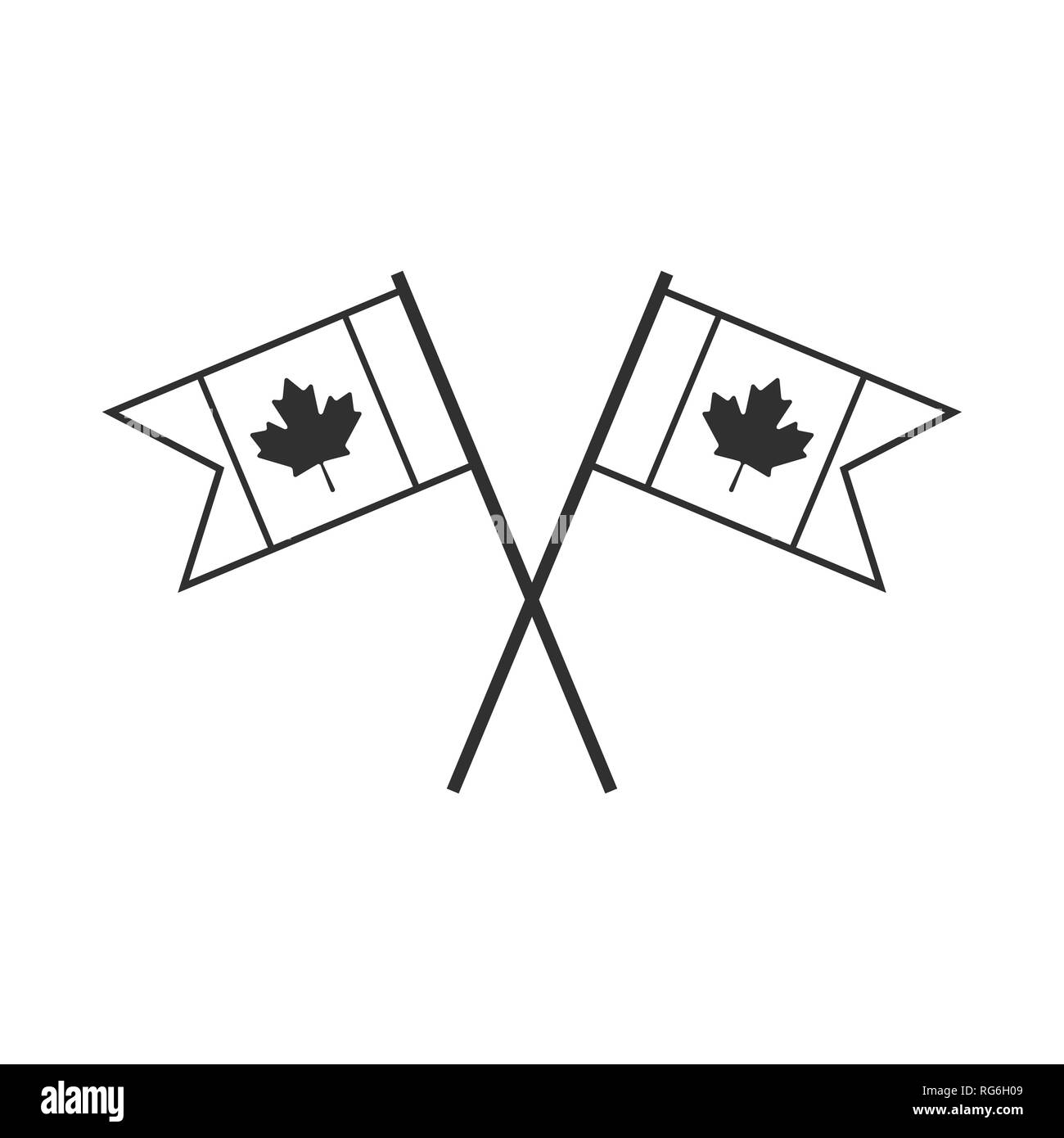 Canada flag icon in black outline flat design. Independence day or