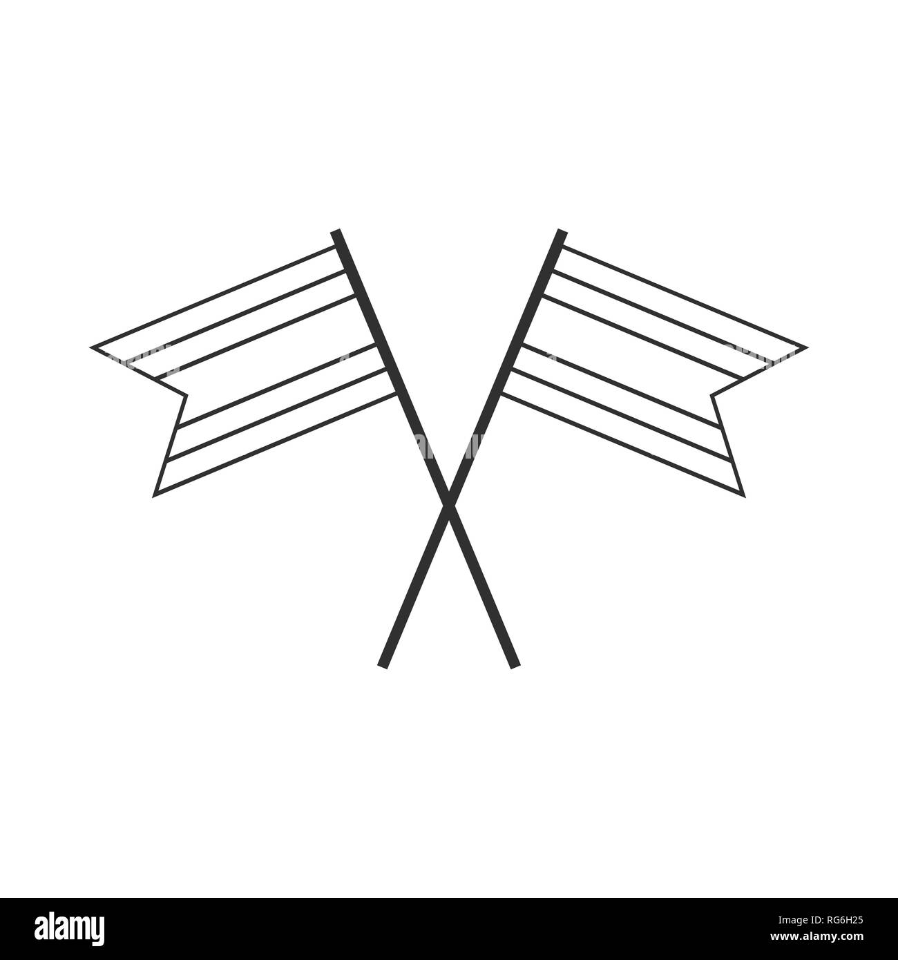 Costa Rica or Thailand flag icon in black outline flat design