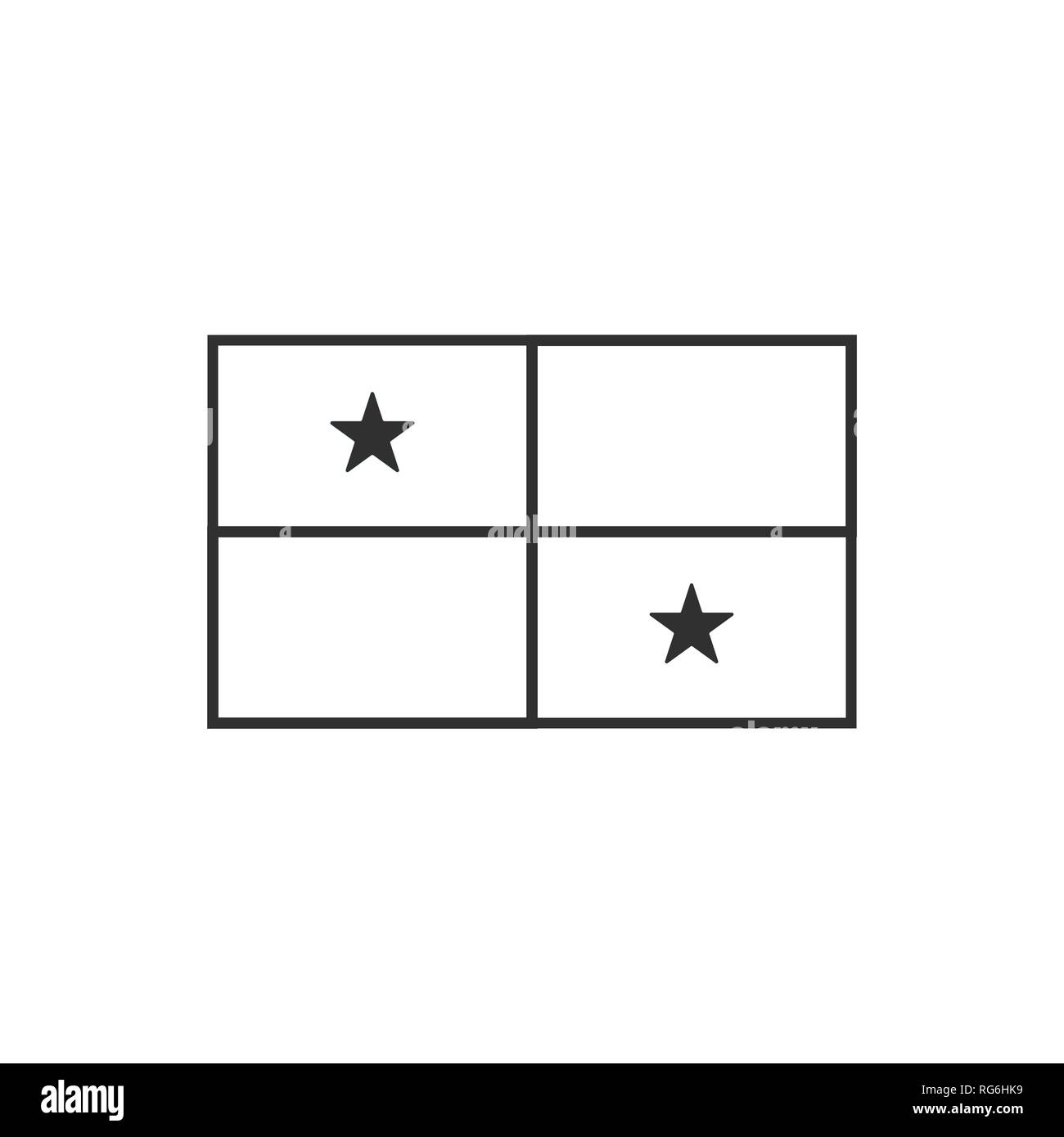 Panama Flag Icon In Black Outline Flat Design Independence Day Or 