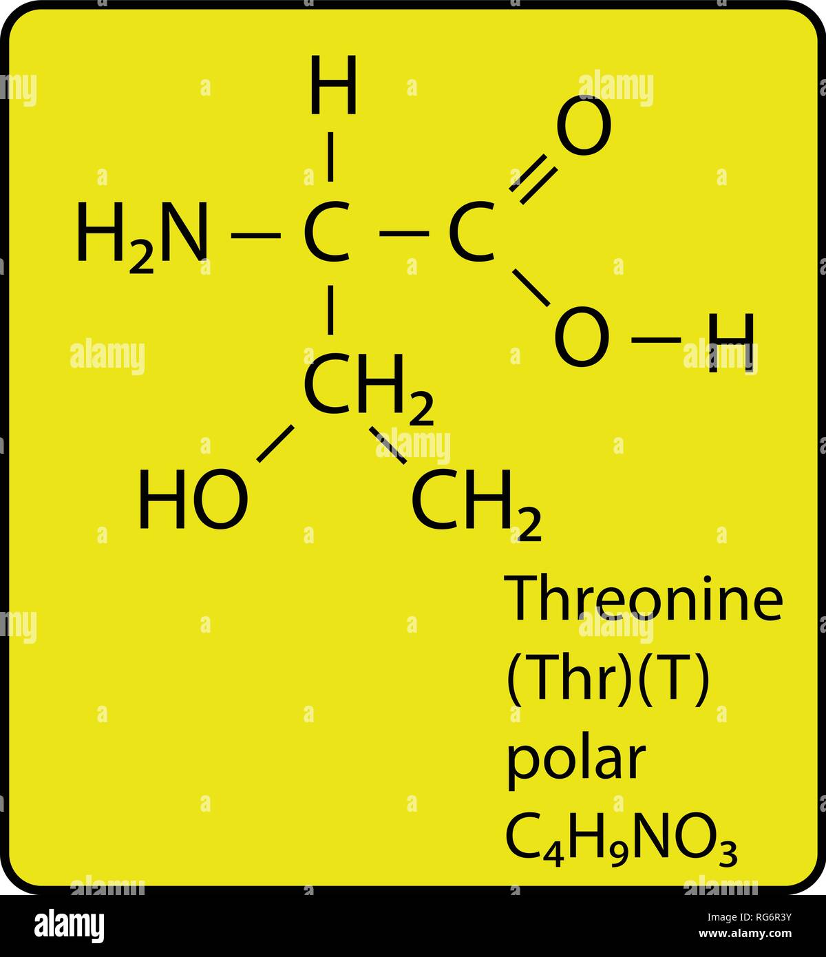 Threonine Amino Acid Molecule Skeletal Structure Stock Vector
