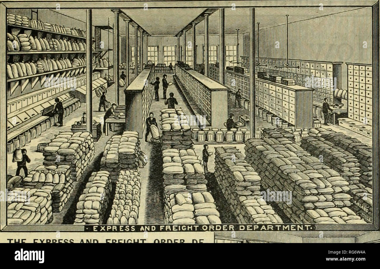 . Burpee's farm annual. Nursery stock Pennsylvania Philadelphia Catalogs; Flowers Pennsylvania Catalogs; Vegetables Pennsylvania Catalogs; Seeds Pennsylvania Catalogs. 19. THE EXPRESS AND FREIGHT ORDER DE- PARTiyiEl^y shown above, is located on the thud floor, and ' is devoted exclusively to the packing of seeds that go by freight or express. Here is kept in large drawers, bins, barrels and in sacks, a complete duplicate stock, of all the garden and farm seeds catalogued by usâall flowei .seeds being obtained, on order, from the Hoor i)elow. Only men are em- ployed in this department, and by y Stock Photo