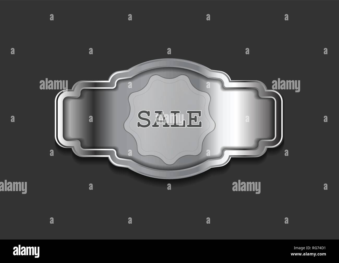 Silver metallic abstract vintage frame. Vector background Stock Vector