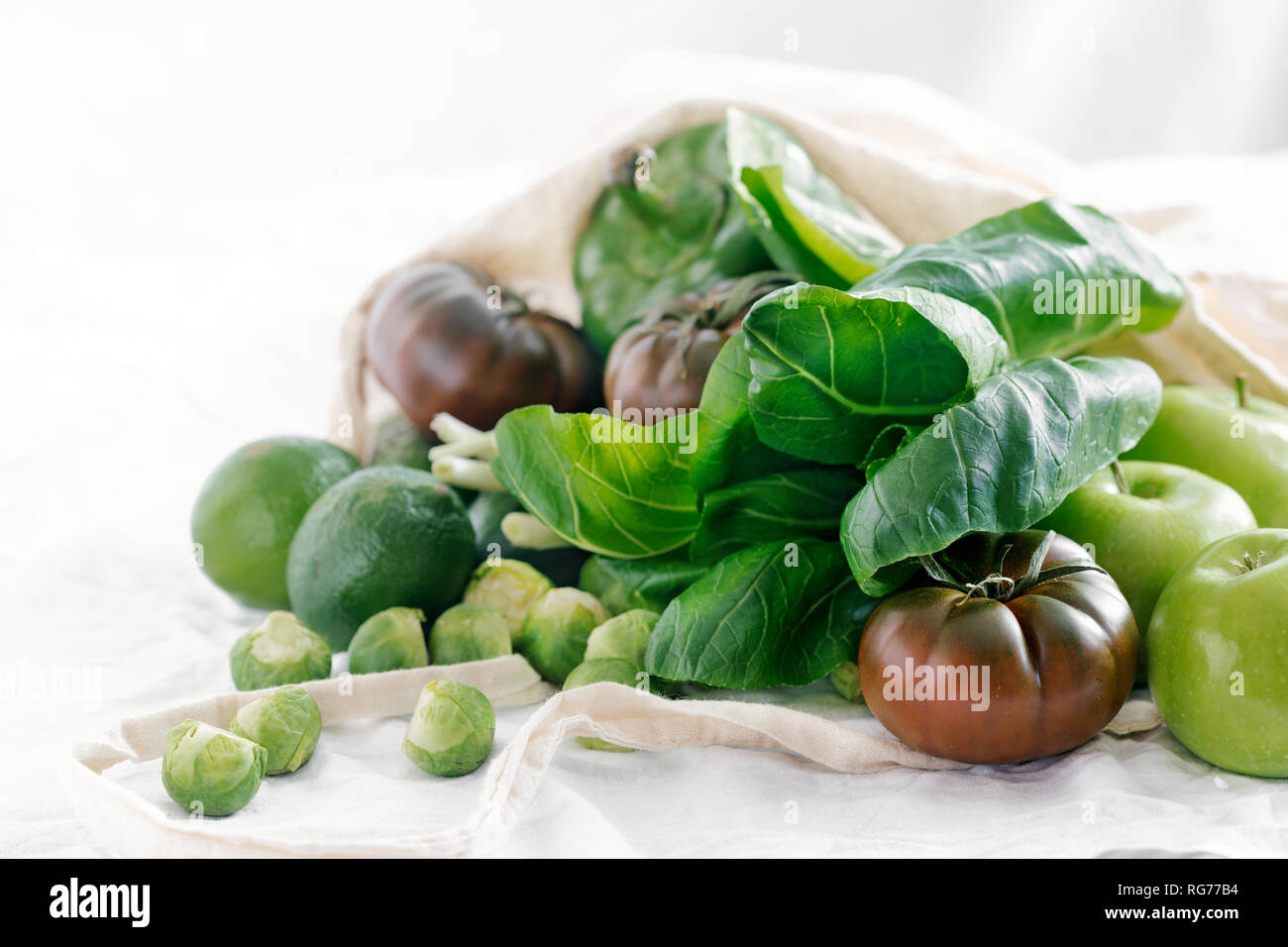 Fabric Eco Bag With Fresh Organic Vegetables And Fruits. Concept Of ...