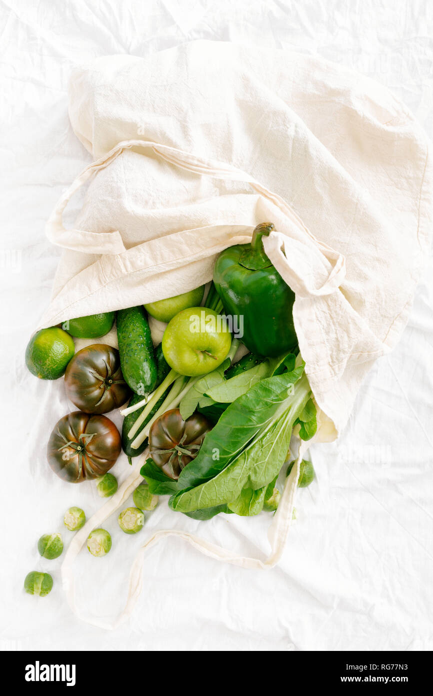 Fabric Eco Bag With Fresh Organic Vegetables And Fruits. Concept Of ...