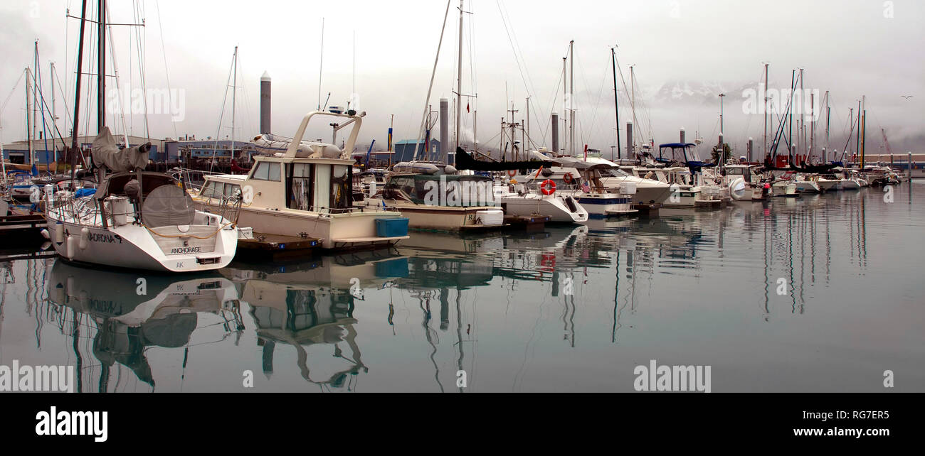 Boats in the Marina at Seward, Alaska Stock Photo