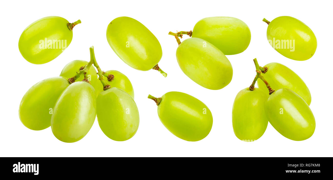 Green grape isolated on white background with clipping path Stock Photo