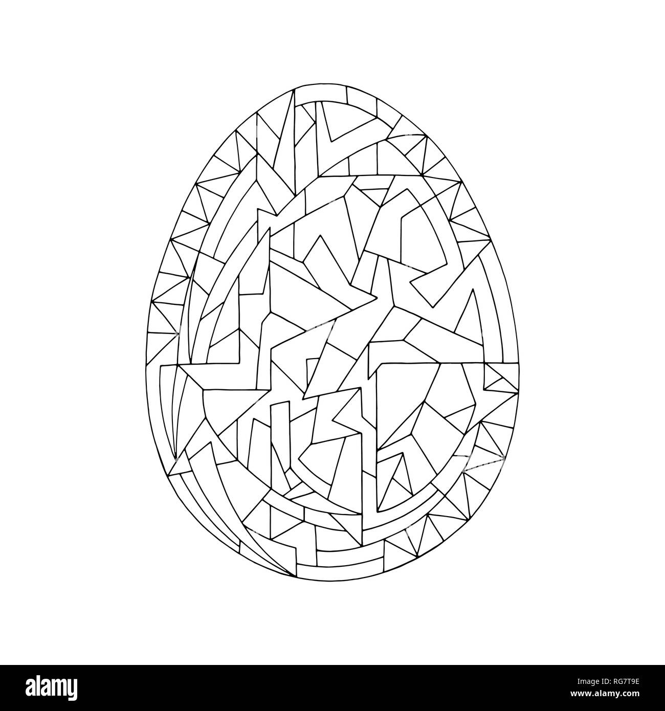 Easter egg coloring book vector illustration. Hand drawn abstract holidays object in contemporary style. Stock Vector