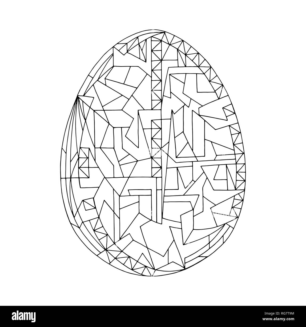 Easter egg coloring book vector illustration. Hand drawn abstract holidays object in contemporary style. Stock Vector