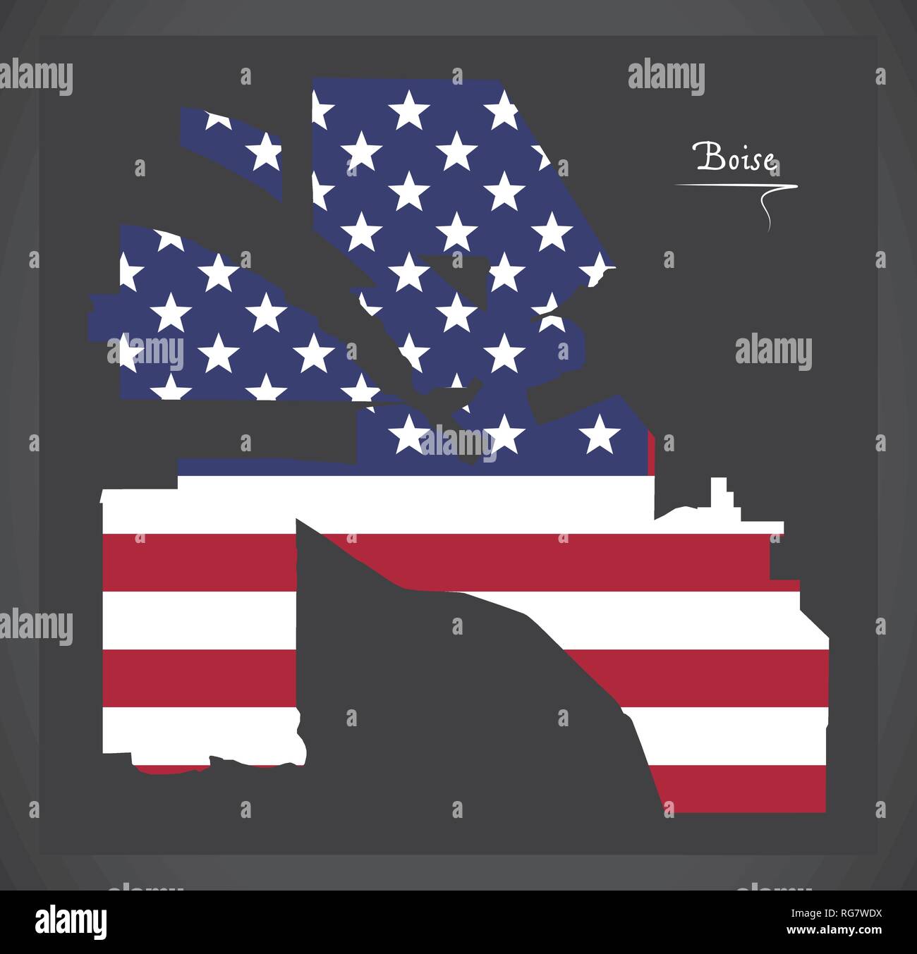 XXXXX map with American national flag illustration Stock Vector