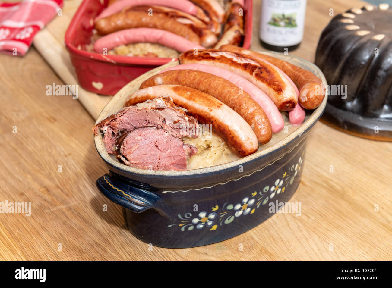 Central and Eastern European cuisines choucroute - sauerkraut with riesling Stock Photo