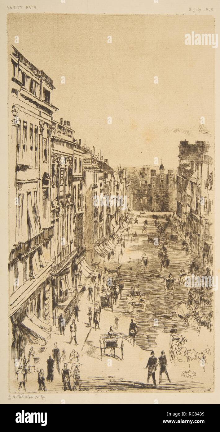 St. James Street. Artist: After James McNeill Whistler (American, Lowell, Massachusetts 1834-1903 London). Dimensions: sheet: 15 9/16 x 10 11/16 in. (39.5 x 27.2 cm)  image: 11 x 6 in. (28 x 15.3 cm). Date: 1878. Museum: Metropolitan Museum of Art, New York, USA. Stock Photo