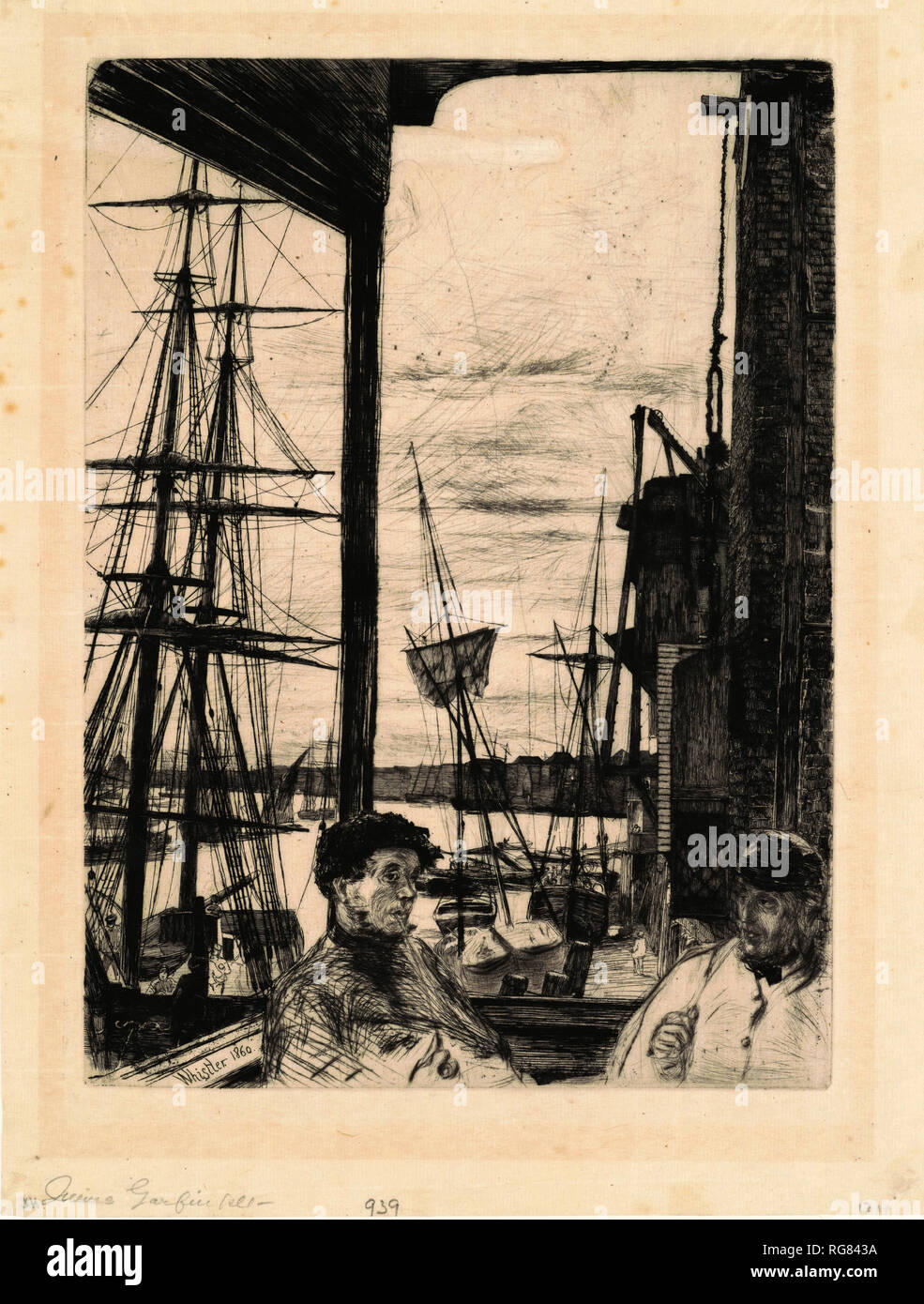 Rotherhithe. Dated: 1860. Dimensions: plate: 27.31 × 20 cm (10 3/4 × 7 7/8 in.)  sheet: 33.81 × 24.77 cm (13 5/16 × 9 3/4 in.). Medium: etching and drypoint on laid paper. Museum: National Gallery of Art, Washington DC. Author: WHISTLER, JAMES ABBOTT MCNEILL. Stock Photo