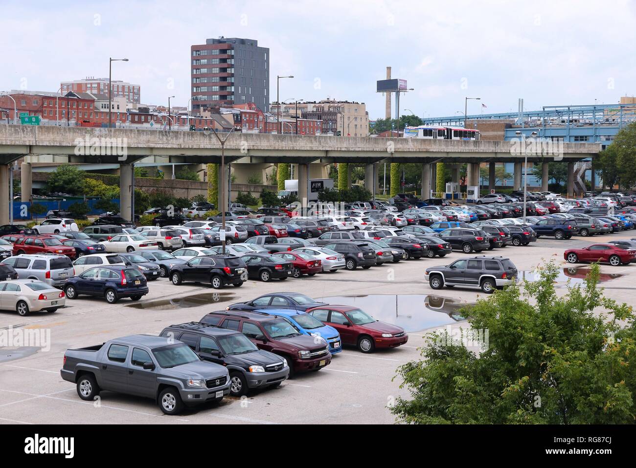 PHILADELPHIA, USA JUNE 11, 2013 Multiple cars parked in Philadelphia
