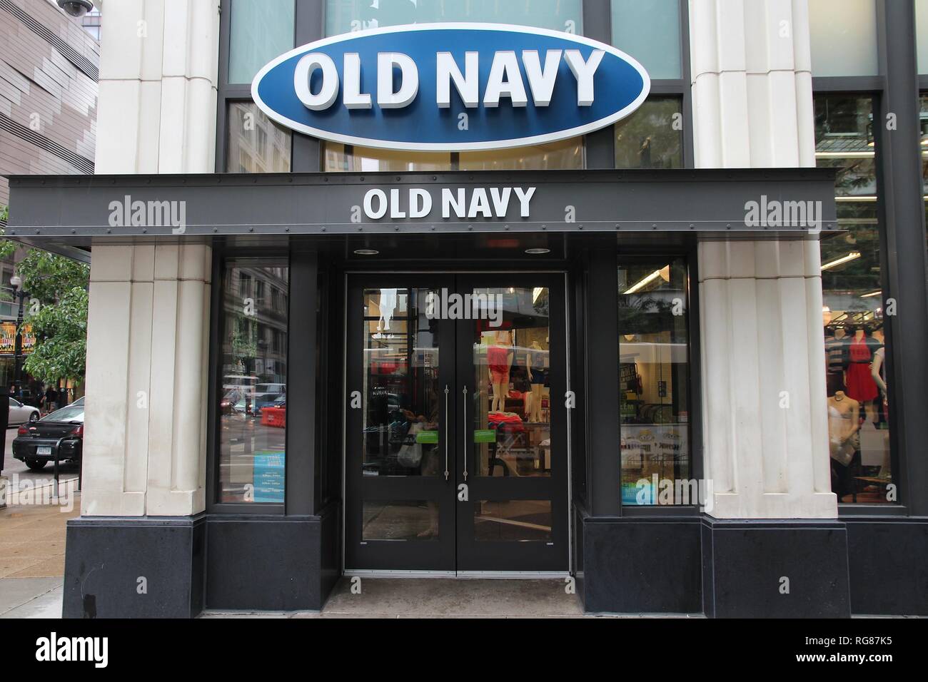 CHICAGO, USA - JUNE 26, 2013: Old Navy clothes store at Magnificent Mile in Chicago. The Magnificent Mile is one of most prestigious shopping district Stock Photo