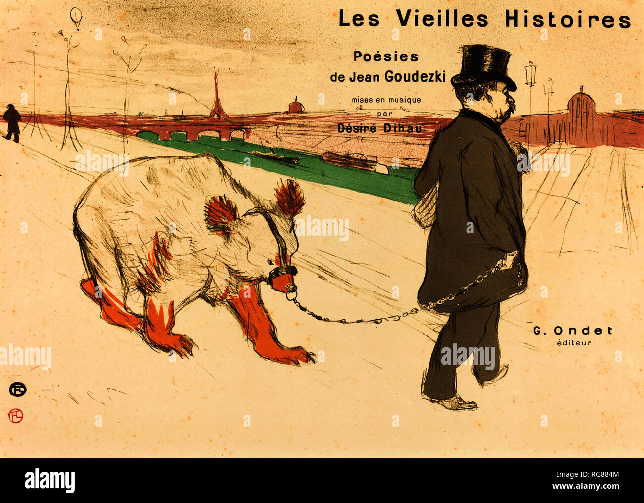 Les Vielles Histoires (cover/frontispiece). Dated: 1893. Dimensions: sheet: 44.3 x 63.5 cm (17 7/16 x 25 in.). Medium: color lithograph. Museum: National Gallery of Art, Washington DC. Author: Henri de Toulouse-Lautrec. Stock Photo