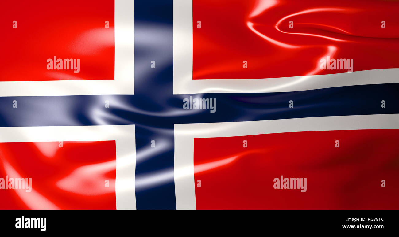 Norway flag in the wind. 3d illustration. Oslo Stock Photo - Alamy
